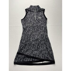 EP New York Dress Womens Medium Black Pebble Beach Golf Animal Print Mock Neck